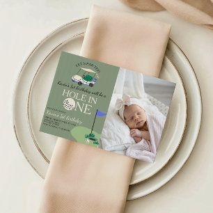 Invitación de cumpleaños con foto de hoyo en uno d