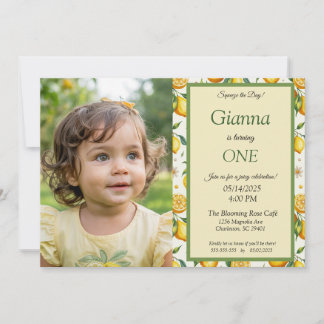 Invitación de cumpleaños con foto de Lemon Little