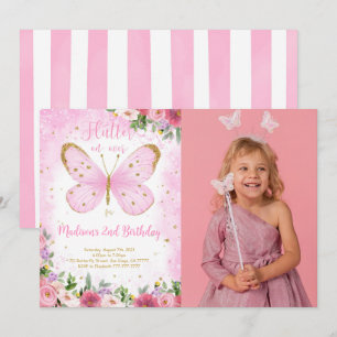 Invitación de cumpleaños con foto de mariposa