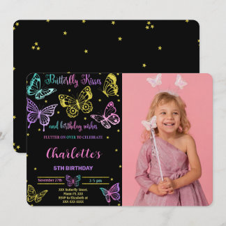 Invitación de cumpleaños con foto de mariposa