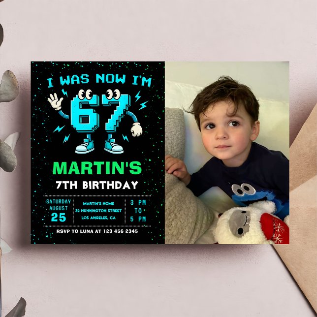 Invitación de cumpleaños con foto de meme Six Seve (Subido por el creador)