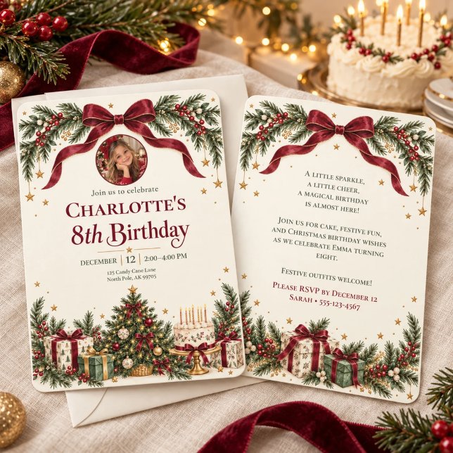 Invitación de cumpleaños con foto de Navidad con l (Subido por el creador)