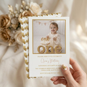 Invitación de cumpleaños con foto de niña afortuna