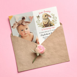 Invitación de cumpleaños con foto de niña con cone