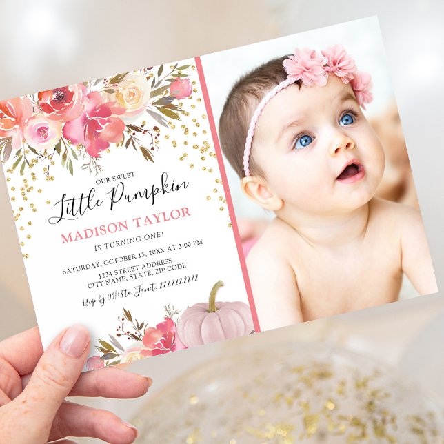 Invitación de cumpleaños con foto de niña y calaba (Subido por el creador)