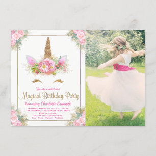 Invitación de cumpleaños con foto de niñas cara de