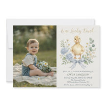 Invitación de cumpleaños con foto de niño Un Pato