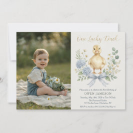 Invitación de cumpleaños con foto de niño Un Pato