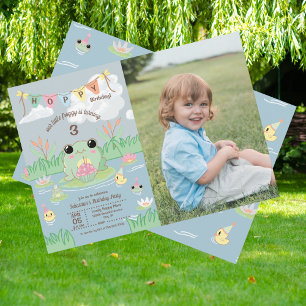 Invitación de cumpleaños con foto de niños Hoppy