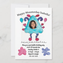 Invitación de cumpleaños con foto de niños Monstru