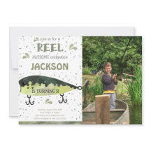 Invitación de cumpleaños con foto de pesca