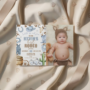Invitación de cumpleaños con foto de primer rodeo