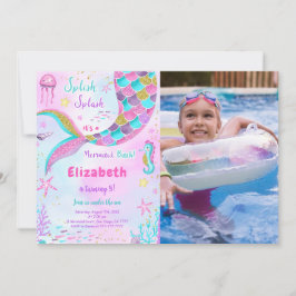 Invitación de Cumpleaños con Foto de Sirena Bajo E