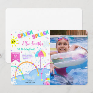 Invitación de cumpleaños con foto de Splash Pad ed