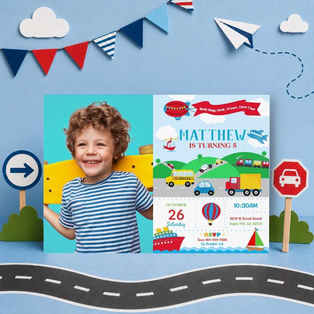 Invitación de cumpleaños con foto de transporte Ni (Subido por el creador)