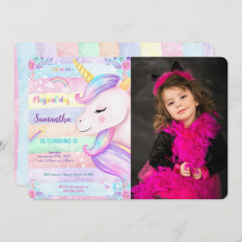 Invitación de cumpleaños con foto de unicornio mág
