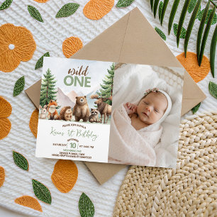 Invitación de cumpleaños con foto de Wild One del 