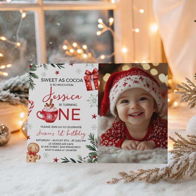 Invitación de cumpleaños con foto de Winter Cocoa  (Subido por el creador)