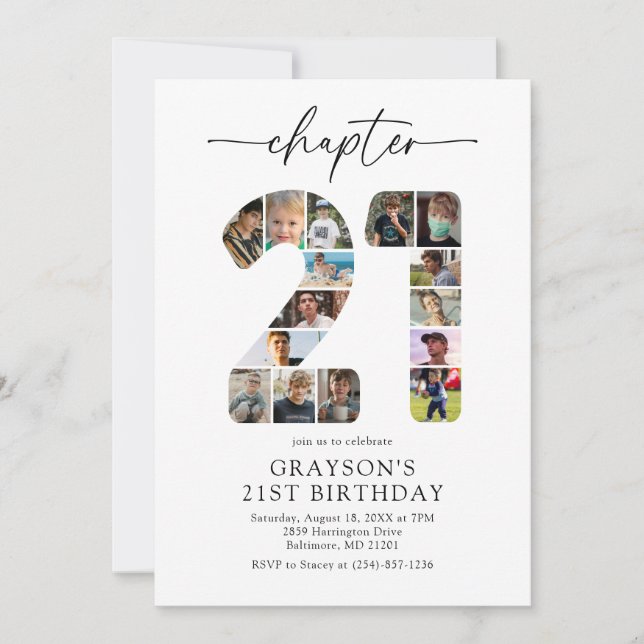 Invitación de cumpleaños con foto del capítulo 21  (Anverso)
