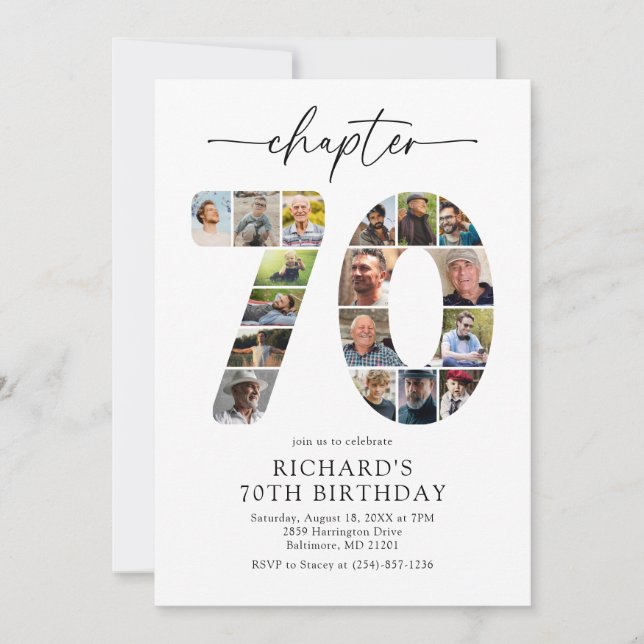 Invitación de cumpleaños con foto del capítulo 70  (Anverso)