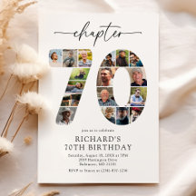 Invitación de cumpleaños con foto del capítulo 70 