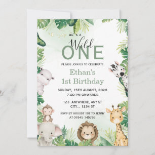 Invitación de cumpleaños con foto del niño salvaje