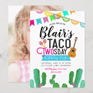 Invitación de cumpleaños con foto del Taco Twosday