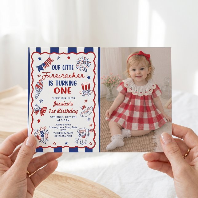 Invitación de cumpleaños con foto dibujada de rojo (Subido por el creador)