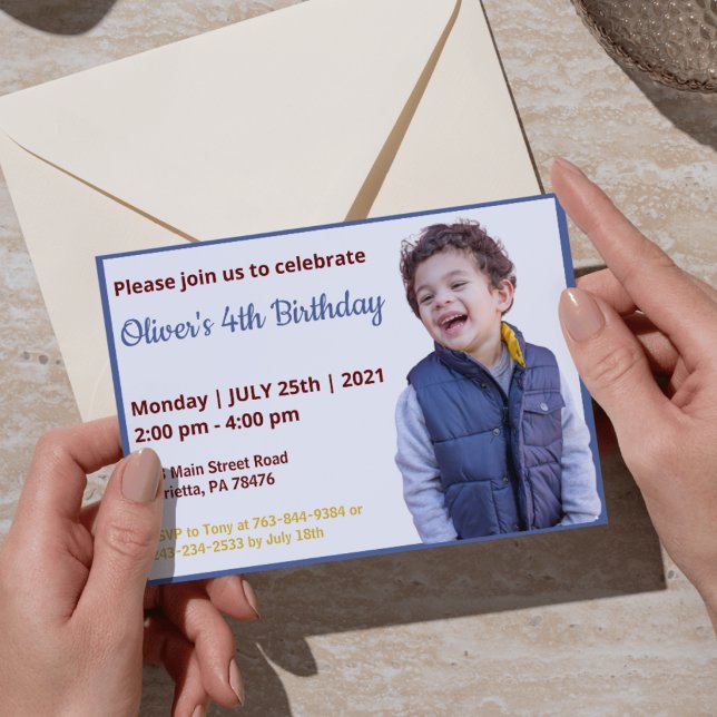 Invitación de cumpleaños con foto divertida de niñ (Subido por el creador)