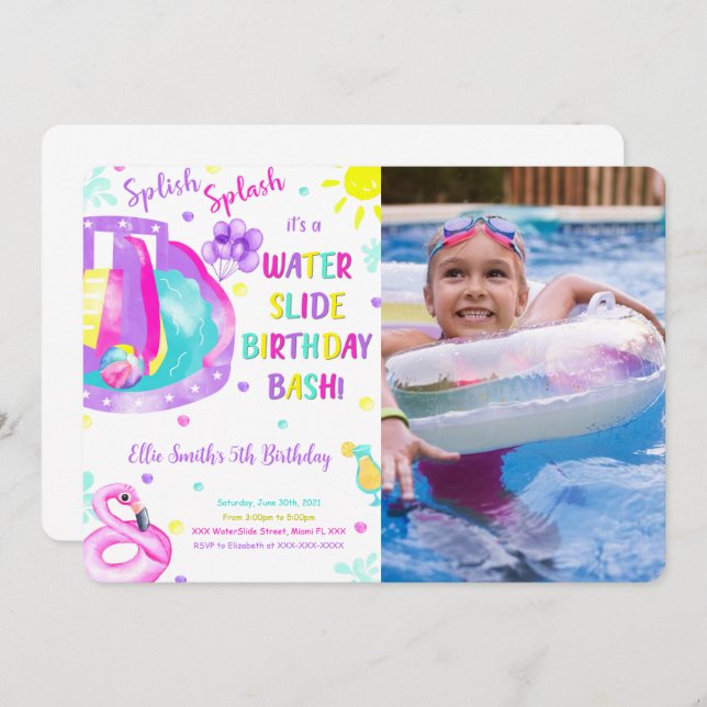 Invitación de cumpleaños con foto editable de tobo (Anverso / Reverso)