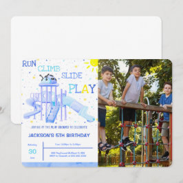 Invitación de cumpleaños con foto en el parque inf