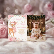 Invitación de cumpleaños con foto floral rosa ador