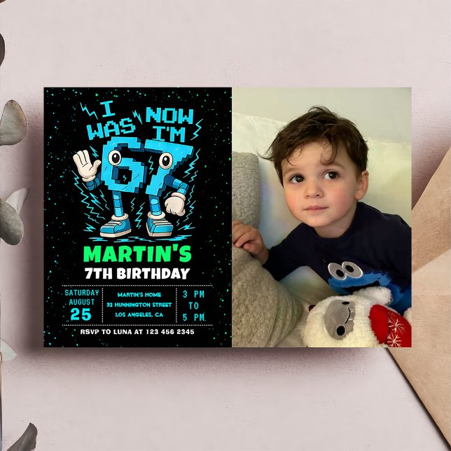 Invitación de cumpleaños con foto meme seis siete  (Subido por el creador)