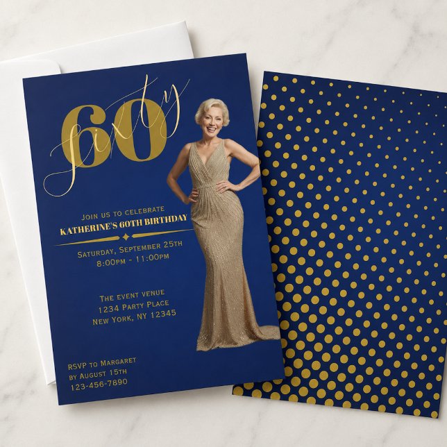 Invitación de cumpleaños con foto número 60 de oro (Subido por el creador)