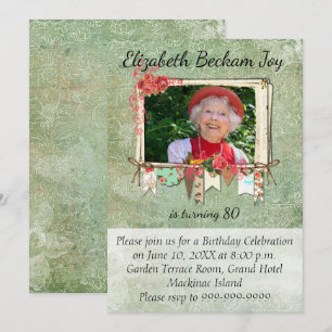 Invitación de cumpleaños con foto para 80 años