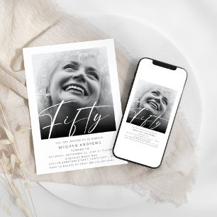 Invitación de cumpleaños con foto para cincuenta m