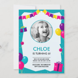 Invitación de cumpleaños con foto para fiesta