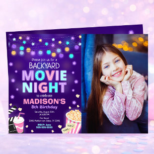 Invitación de cumpleaños con foto para noche de ci