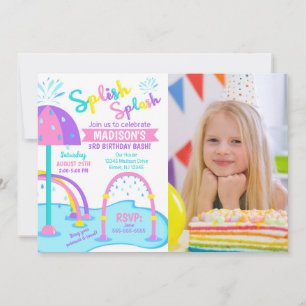 Invitación de cumpleaños con foto para Splash Pad