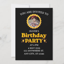 Invitación de cumpleaños con foto retro personaliz