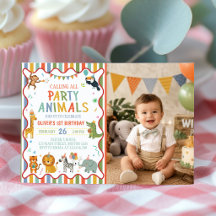 Invitación de Cumpleaños con Foto Safari Animales