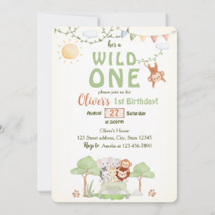 Invitación de cumpleaños con foto Safari Wild One