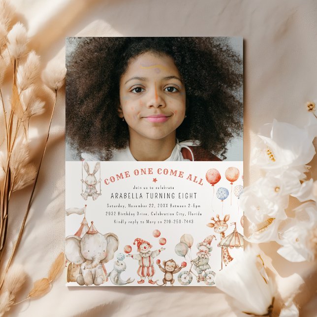 Invitación de cumpleaños con foto temática de circ (Subido por el creador)