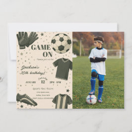 Invitación de cumpleaños con foto temática de fútb