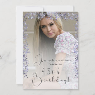Invitación de cumpleaños con foto vintage de lavan