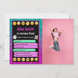 Invitación de cumpleaños con foto y emoji editable