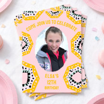 Invitación de cumpleaños con foto y formas colorid