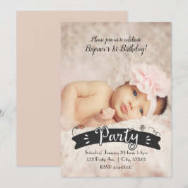 Invitación de Cumpleaños con Fotografía Moderna