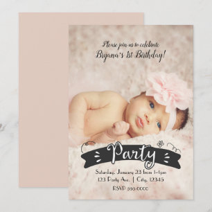 Invitación de Cumpleaños con Fotografía Moderna