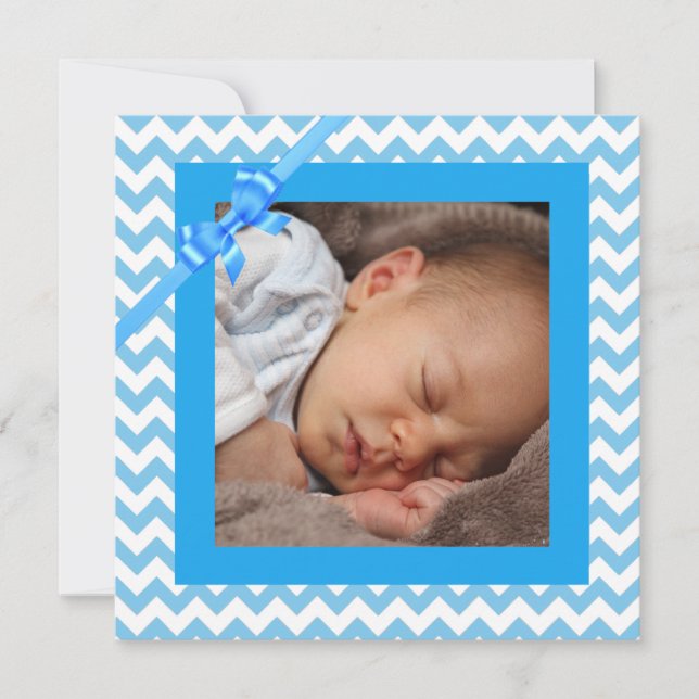 Invitación de cumpleaños con franja azul de Baby B (Anverso)